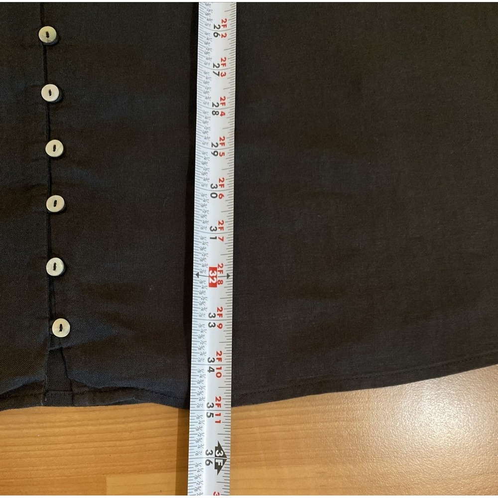 Oysho 100% Linen Dress Size Medium Black Knee Length Sundress Beach Resort - Picture 8 of 12